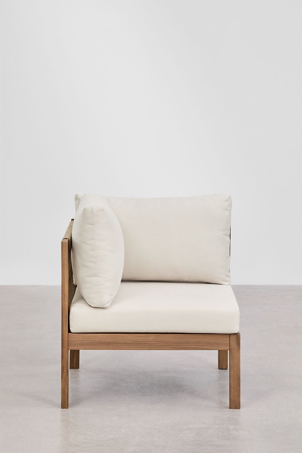 Conjunto de sofá modular de 2 peças Branson Acacia Wood com braços, poltrona e mesa de centro, imagem de galeria 4