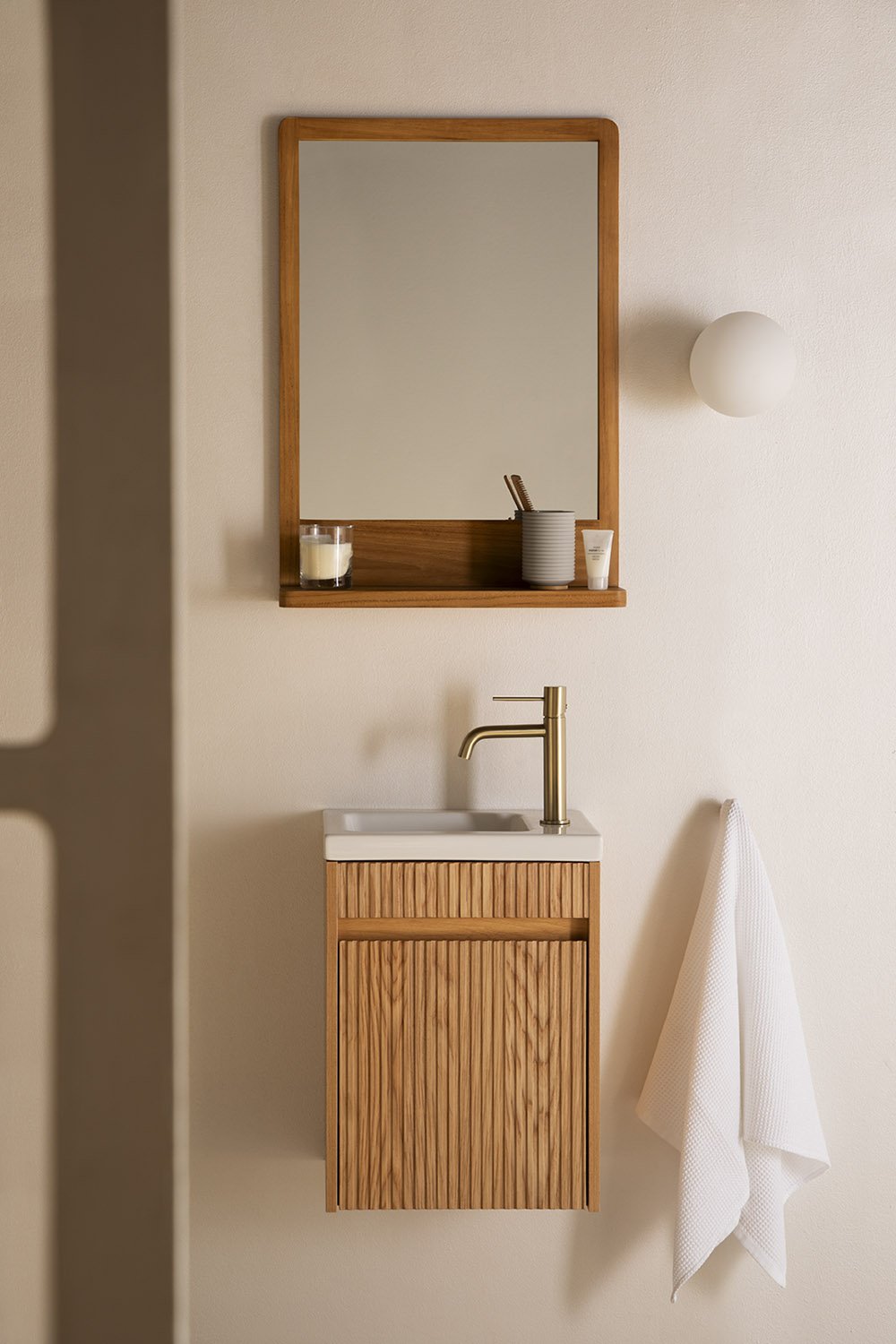 Conjunto de móvel de casa de banho madeira com lavatório integrado Narek, imagem de galeria 1