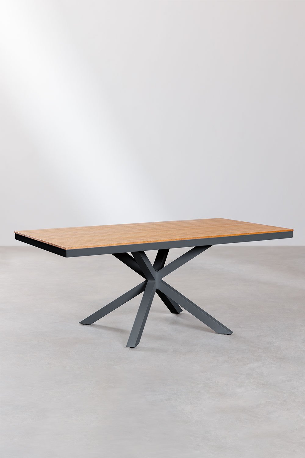 Mesa de jardim retangular 180x100 cm em alumínio e madeira Archer, imagem de galeria 2