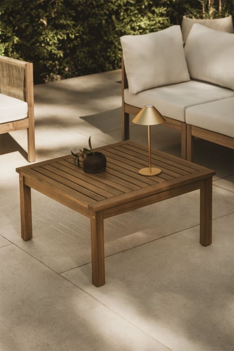 Mesa de centro para jardim quadrada 65x65 cm em madeira de acácia Branson