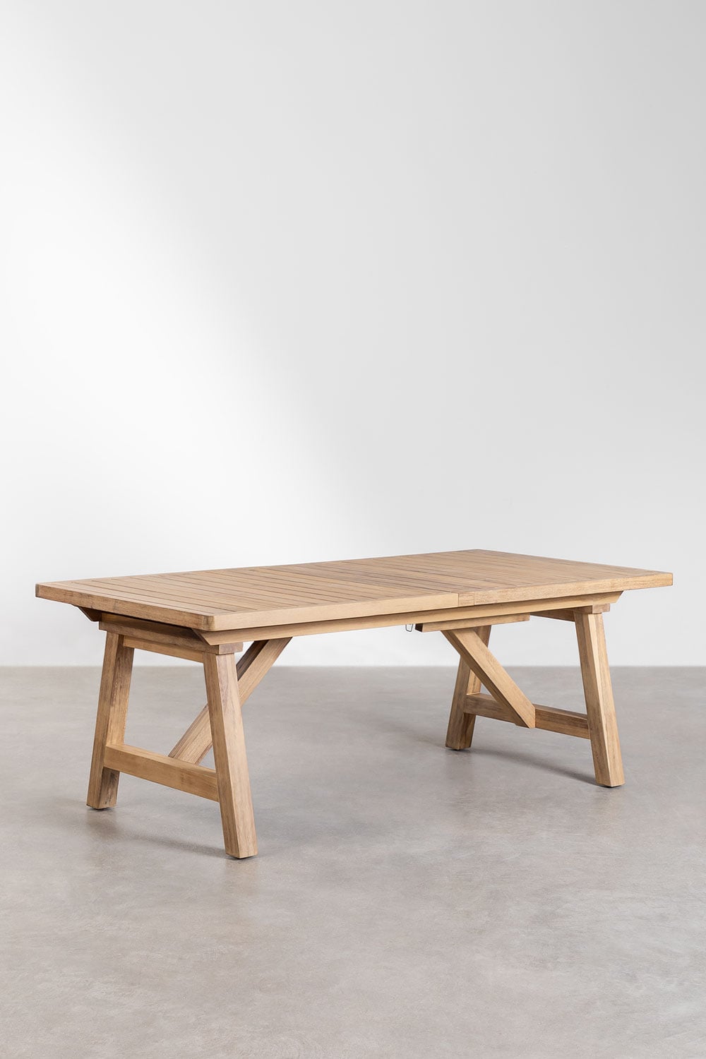 Conjunto de mesa retangular extensível 200-260-320x100 cm e 8 cadeiras de jardim com apoios de braços em madeira de acácia Dubai, imagem de galeria 2