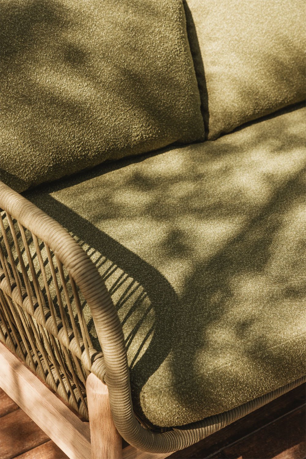 Sofá de jardim Karvia de 3 lugares em alumínio e madeira de acácia, imagem de galeria 2
