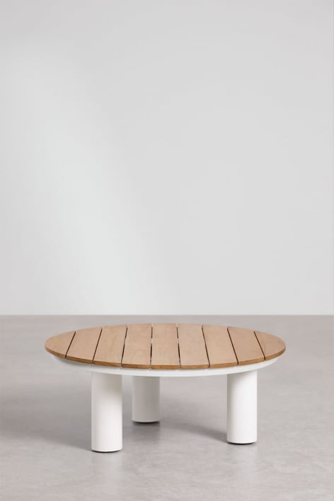 Mesa de centro de jardim redonda Ø80 cm em madeira de teca e alumínio Umeko