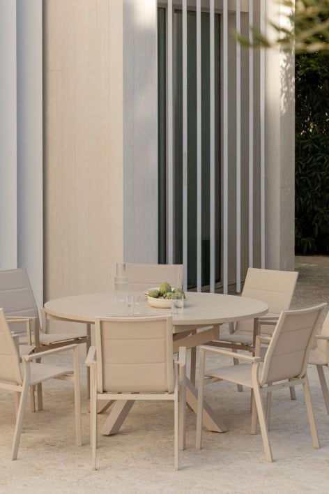 Mesa de jardim extensível 145-200x145 cm em alumínio Barces