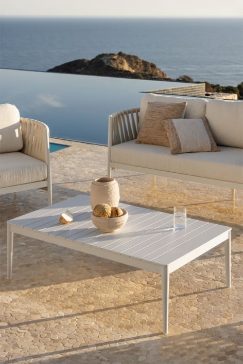 Mesa de centro para jardim retangular 120x70 cm em alumínio Sereilen