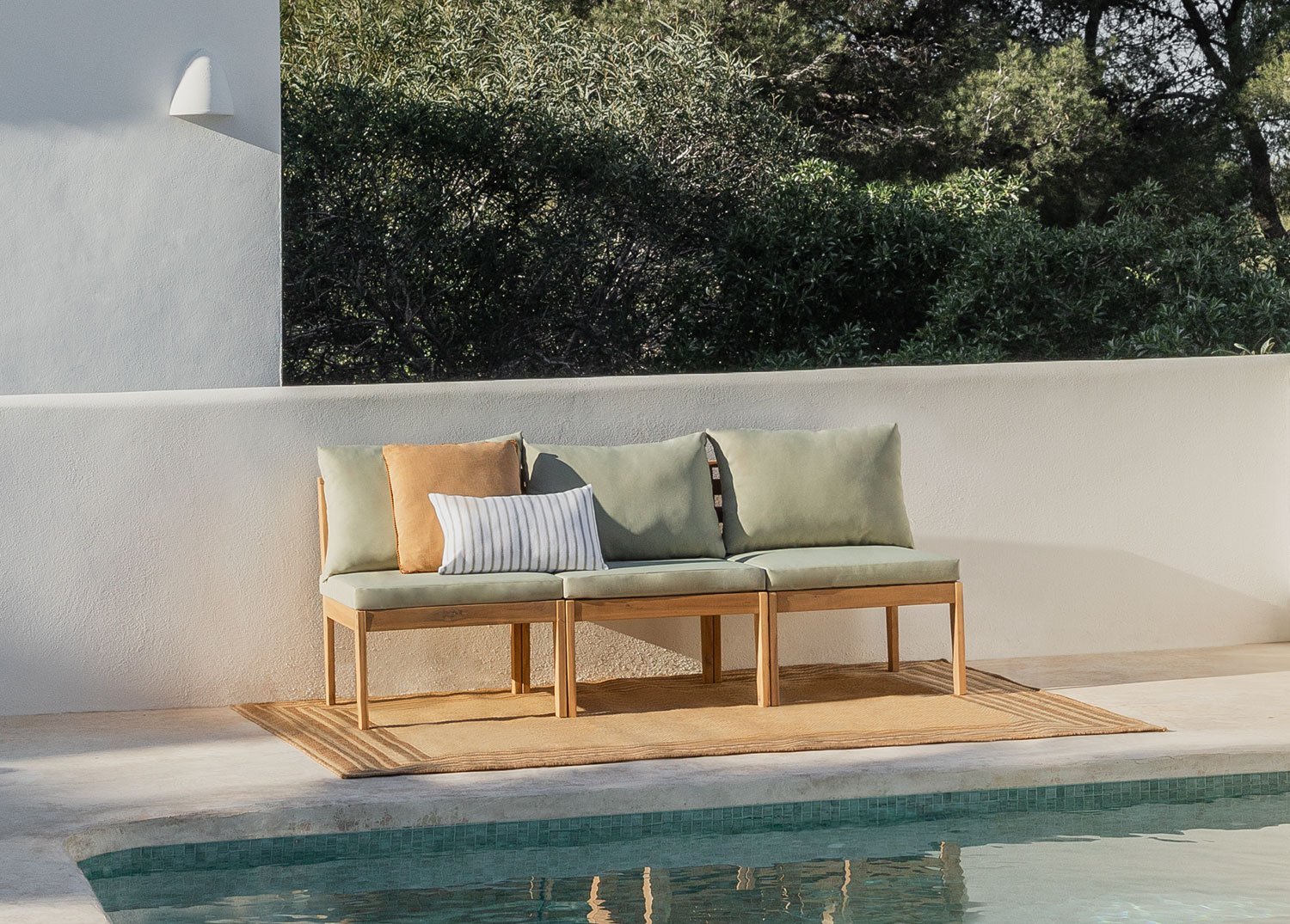 Sofá de jardim modular de 3 peças em madeira de acácia Filips            , imagem de galeria 1