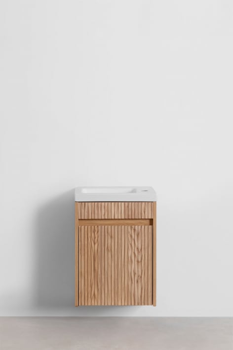 Conjunto de móvel de casa de banho madeira com lavatório integrado Narek