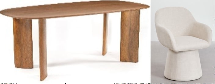 Conjunto de mesa oval 240x100 em madeira de manga Miller e 10 cadeiras de jantar giratórias com apoios de braços Erica, imagem de galeria 1