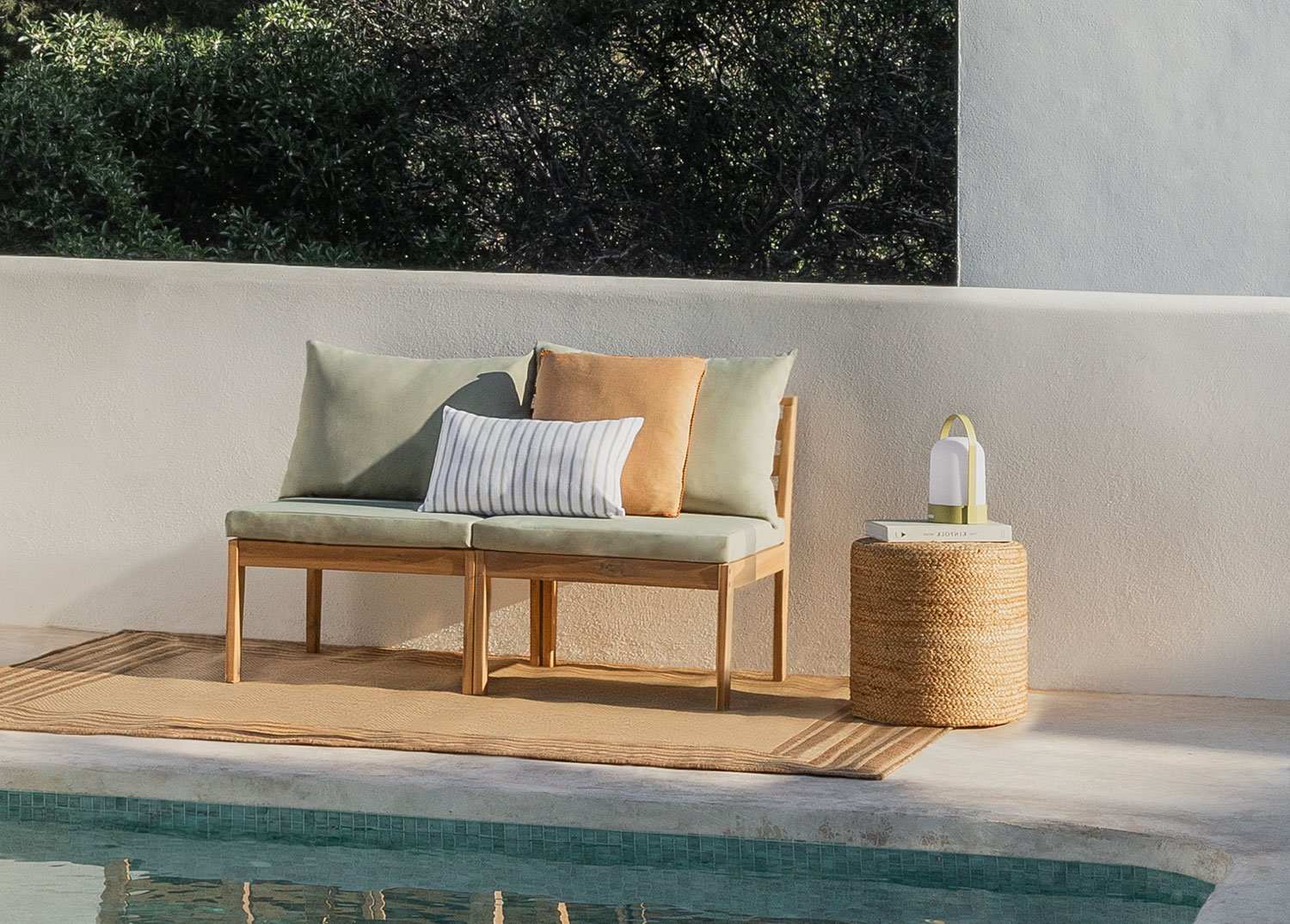 Sofá de jardim modular de 2 peças em madeira de acácia Filips            , imagem de galeria 1
