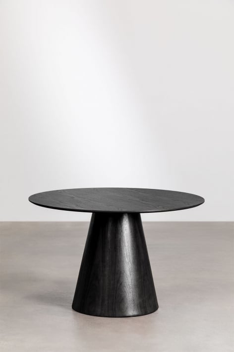 Mesa de jantar redonda de madeira Aura - Folheado a freixo preto