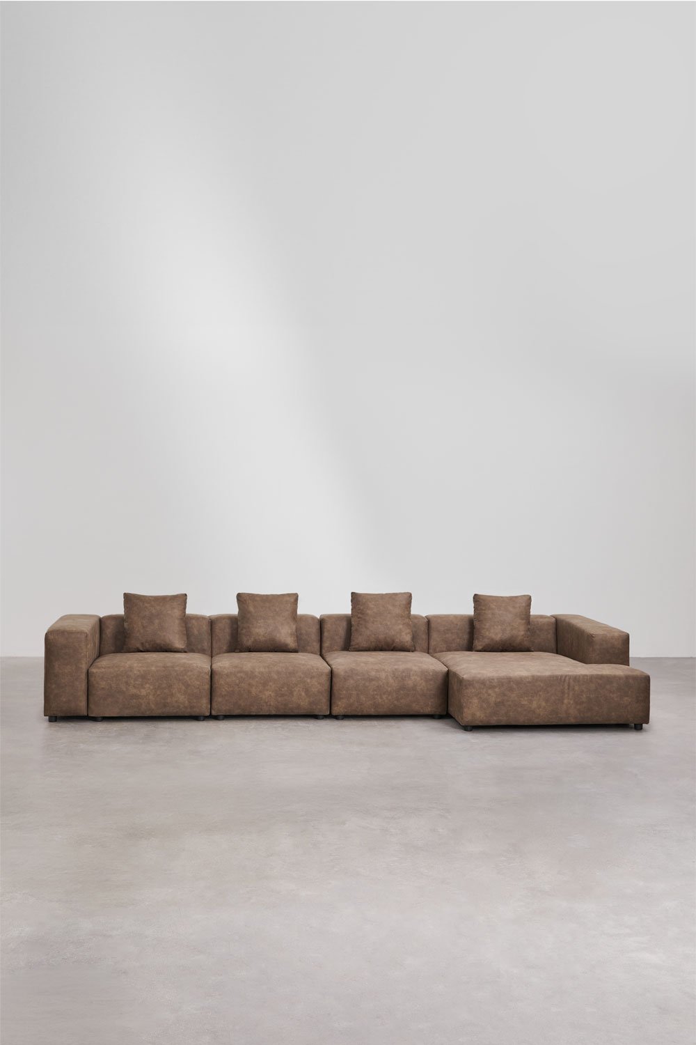 Sofá modular chaise longue direito de 4 peças ↔︎420 cm com apoio de braço alto Bruna , imagem de galeria 4