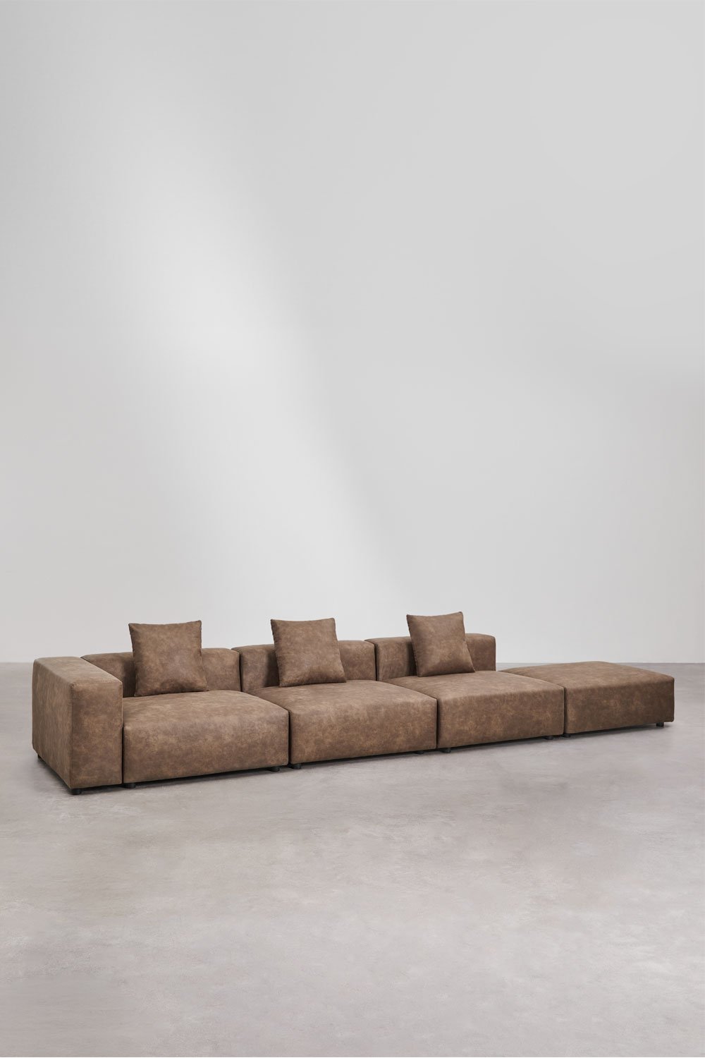 Sofá modular de canto esquerdo de 3 peças com braço alto e puff ↔︎450 cm Bruna, imagem de galeria 3