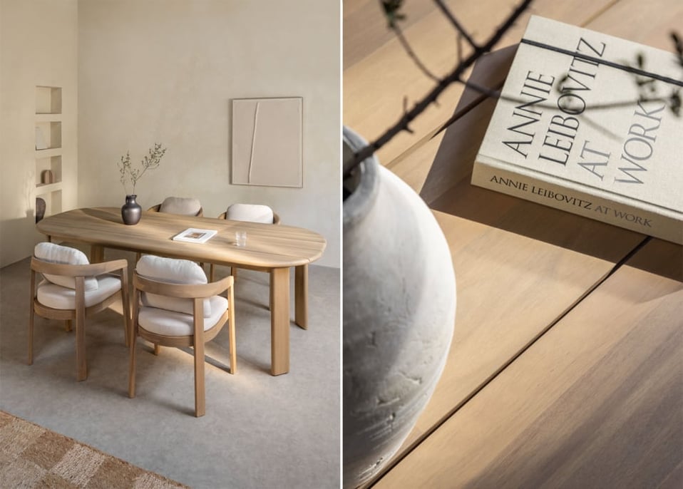 Mesa de jantar oval 240x100 cm em madeira de acácia Uleno