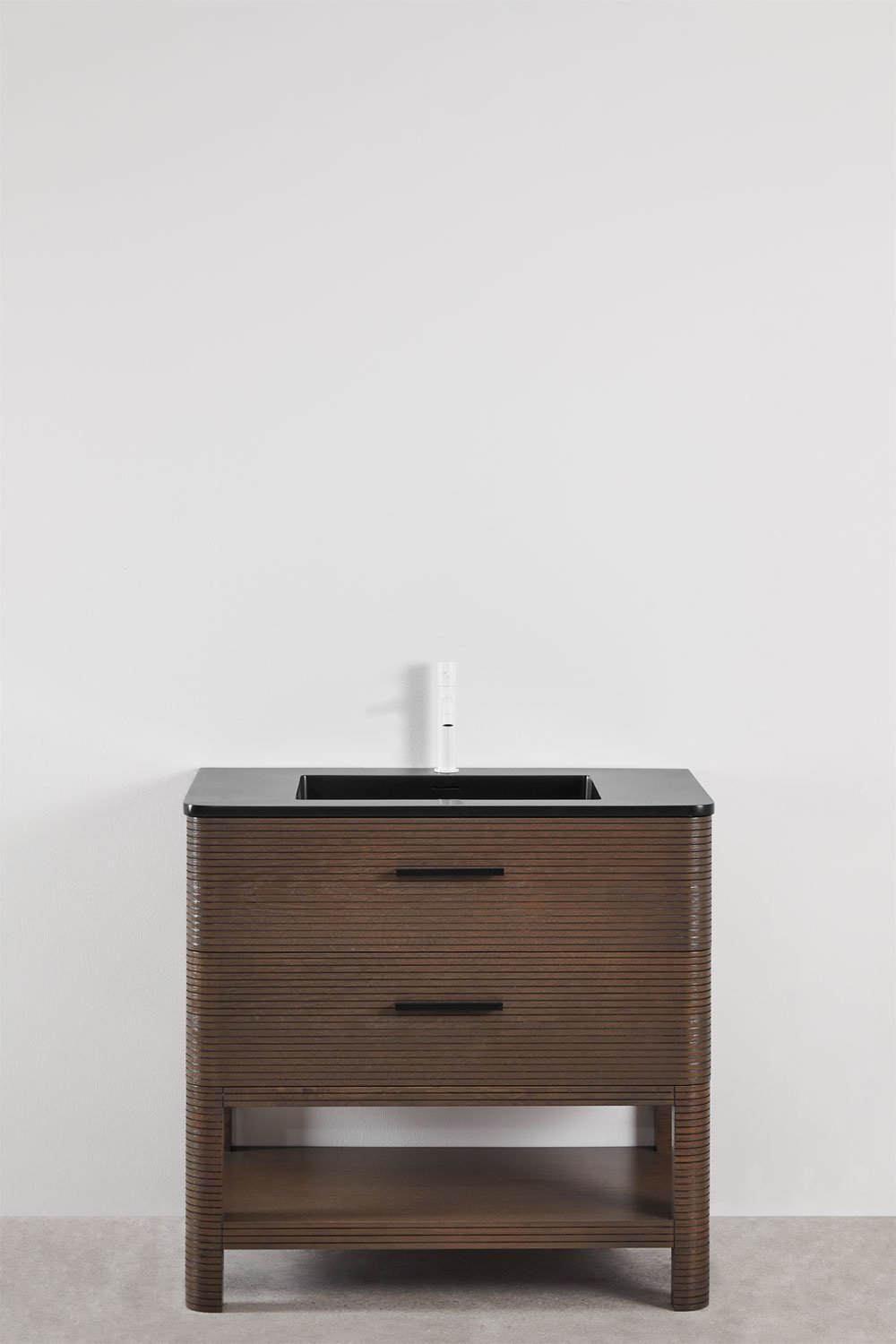 Conjunto de móvel de casa de banho em madeira com lavatório integrado Misene, imagem de galeria 2