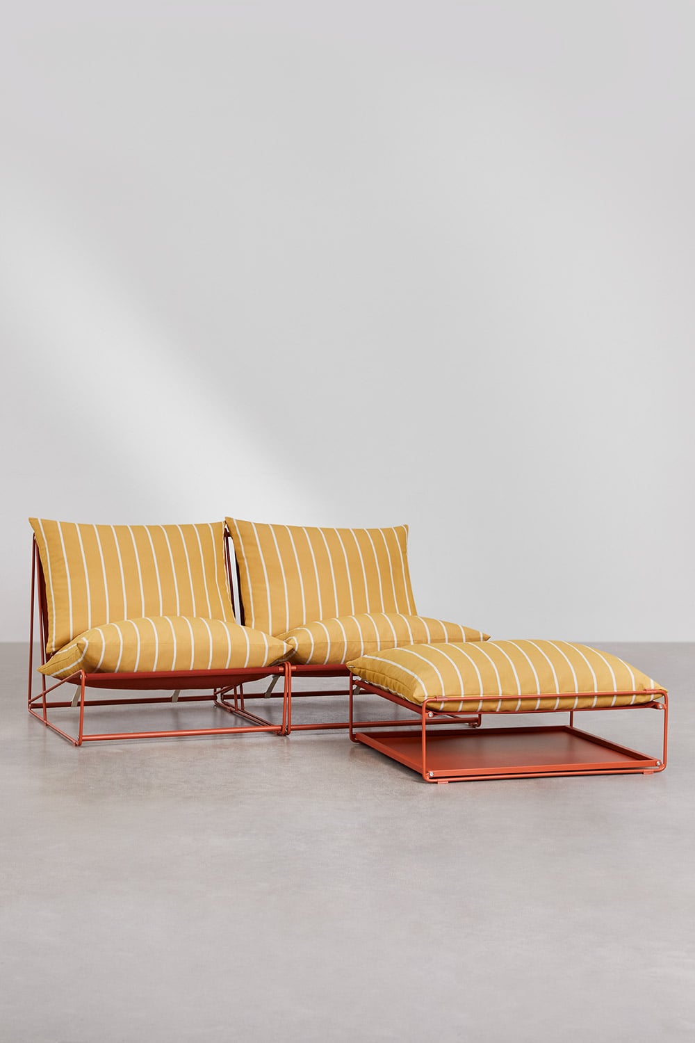 Sofá modular de jardim de 2 peças e puff conversível Amaro, imagem de galeria 4