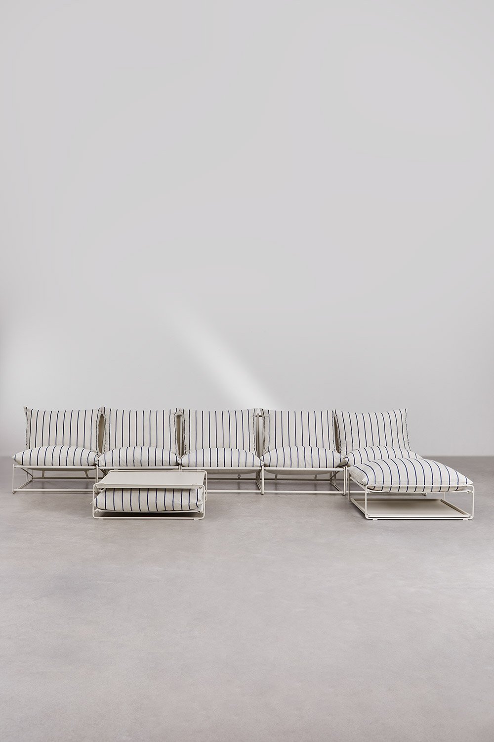 Conjunto de sofá modular Amaro de 5 peças com mesa lateral e pufe conversível, imagem de galeria 4