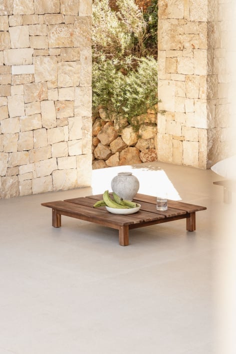 Mesa de centro para jardim retangular 85x75 cm em madeira de acácia Brina