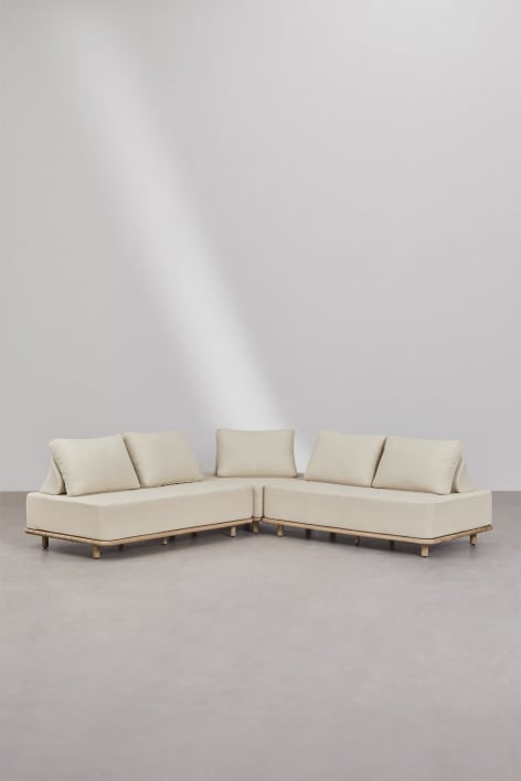 Conjunto de sofá de canto modular Portet Acacia de 3 peças para sala de estar