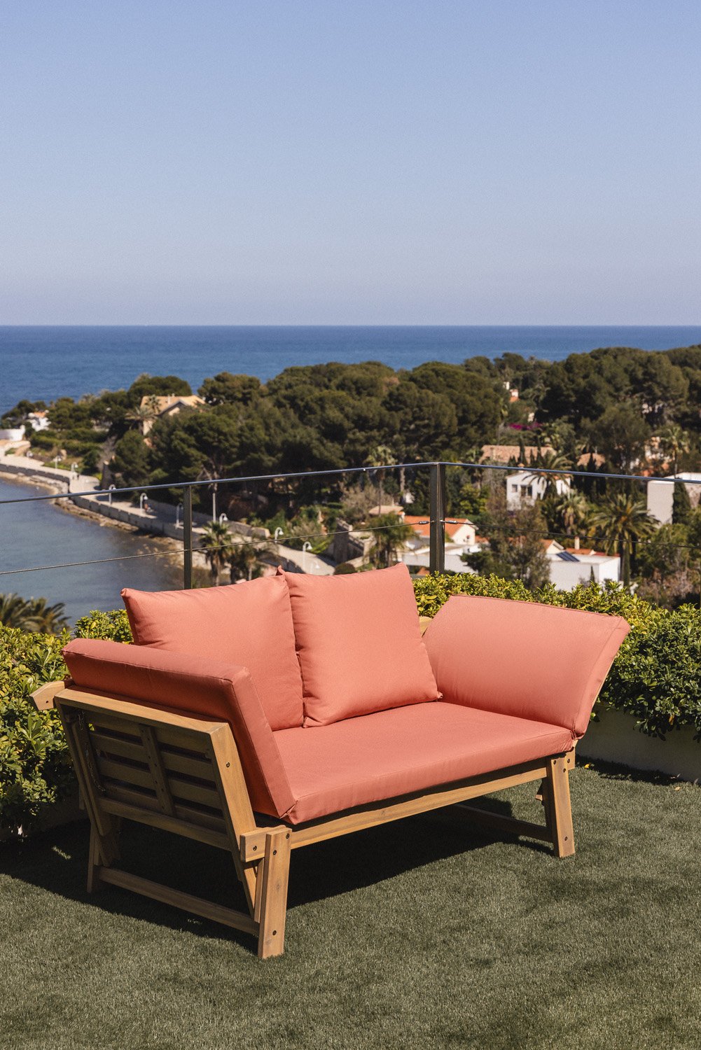 Sofá de Jardim de 3 Lugares Ajustável em Madeira de Acácia Guille, imagem de galeria 1