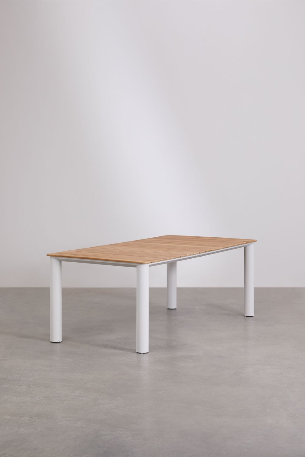 Conjunto de mesa retangular 260x100 cm em alumínio e madeira de teca Sirka e 10 cadeiras de jardim Sophie em alumínio, imagem de galeria 3