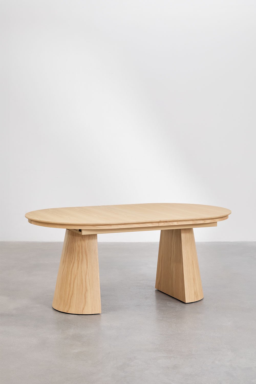 Mesa de jantar oval 180-240x105 cm extensível em MDF e folheado a carvalho Montana, imagem de galeria 4