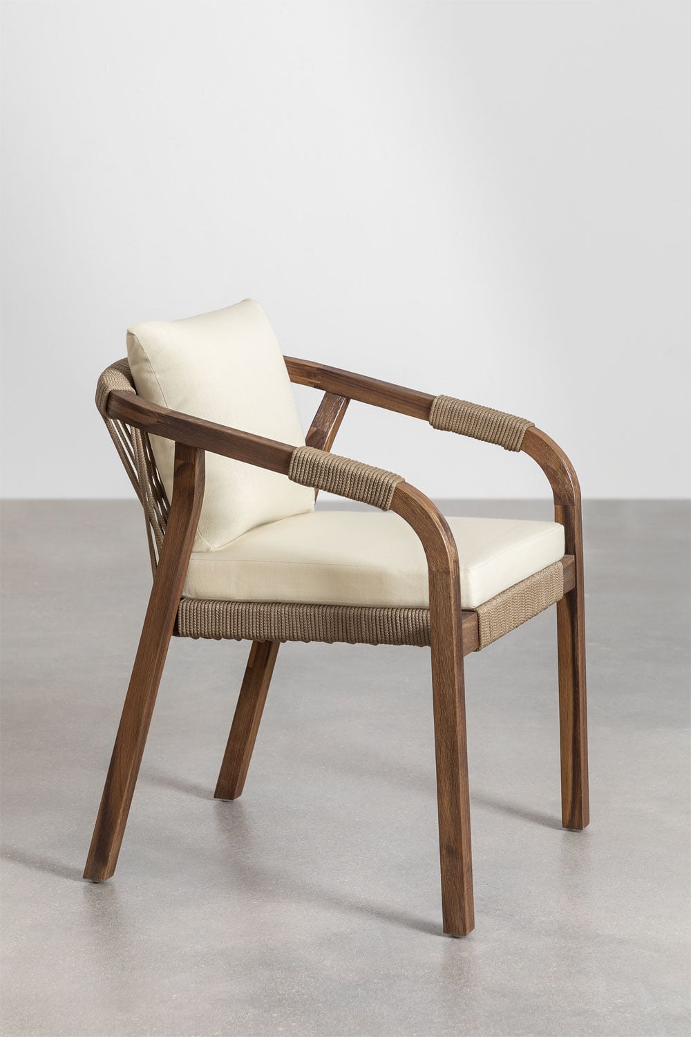 Conjunto de mesa retangular extensível 200-260-320x100 cm e 12 cadeiras de jardim com apoios de braços em madeira de acácia Duba, imagem de galeria 7