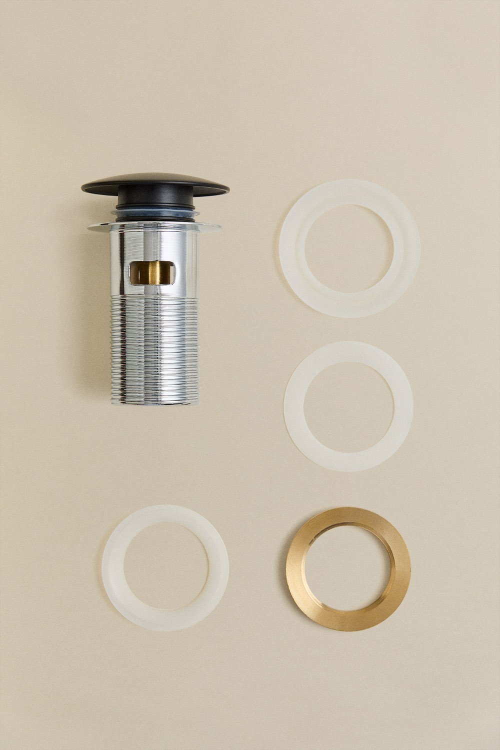 Conjunto de sifão e válvula de drenagem de aço inoxidável Bibur para pia tipo Orveta Click-Clack, imagem de galeria 6