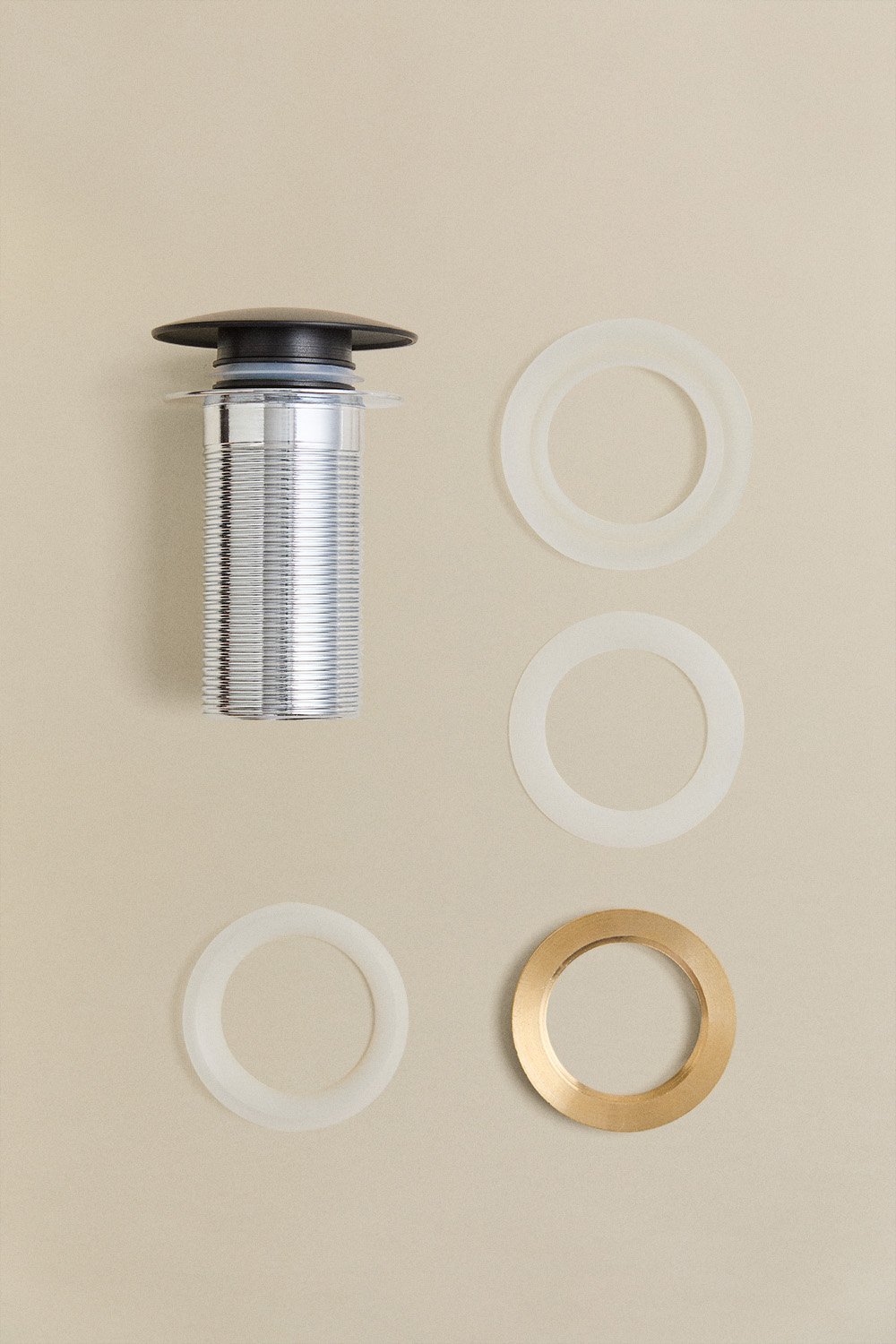 Conjunto de sifão e válvula de drenagem de aço inoxidável Bibur para pia tipo Orveta Click-Clack, imagem de galeria 6