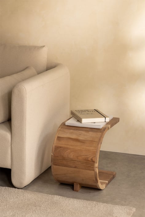 Mesa auxiliar 45x30 cm en madera Rigi - Castanho Acácia Rústico