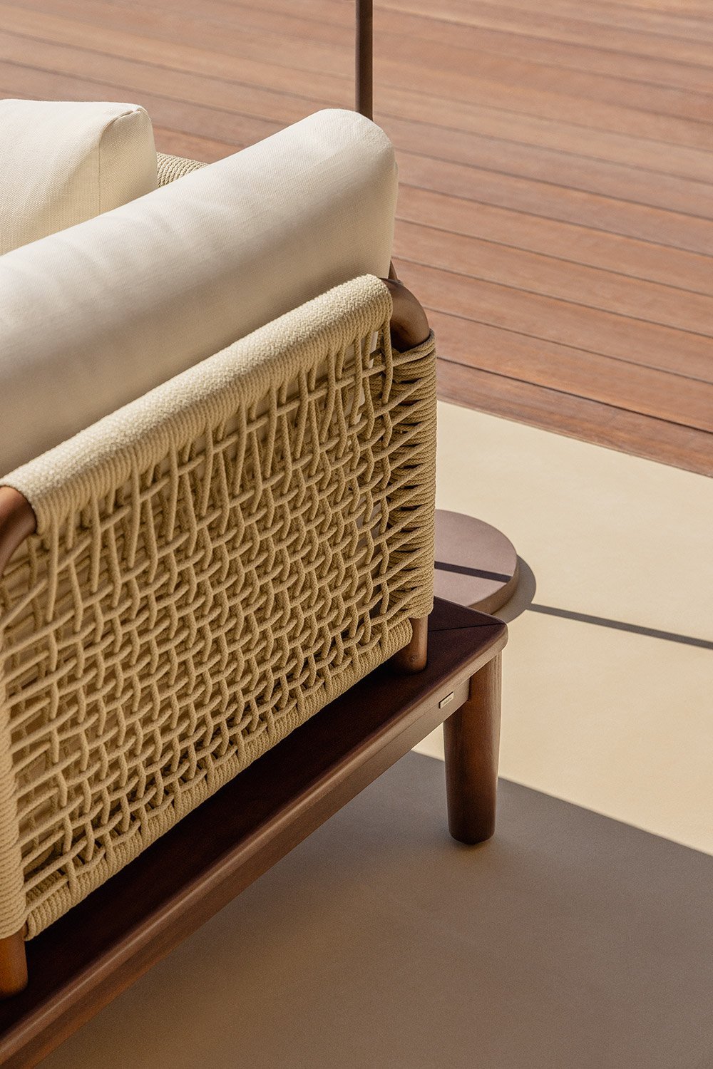 Sofá de canto de jardim modular Giulia de 5 peças e pufe em acácia, imagem de galeria 2