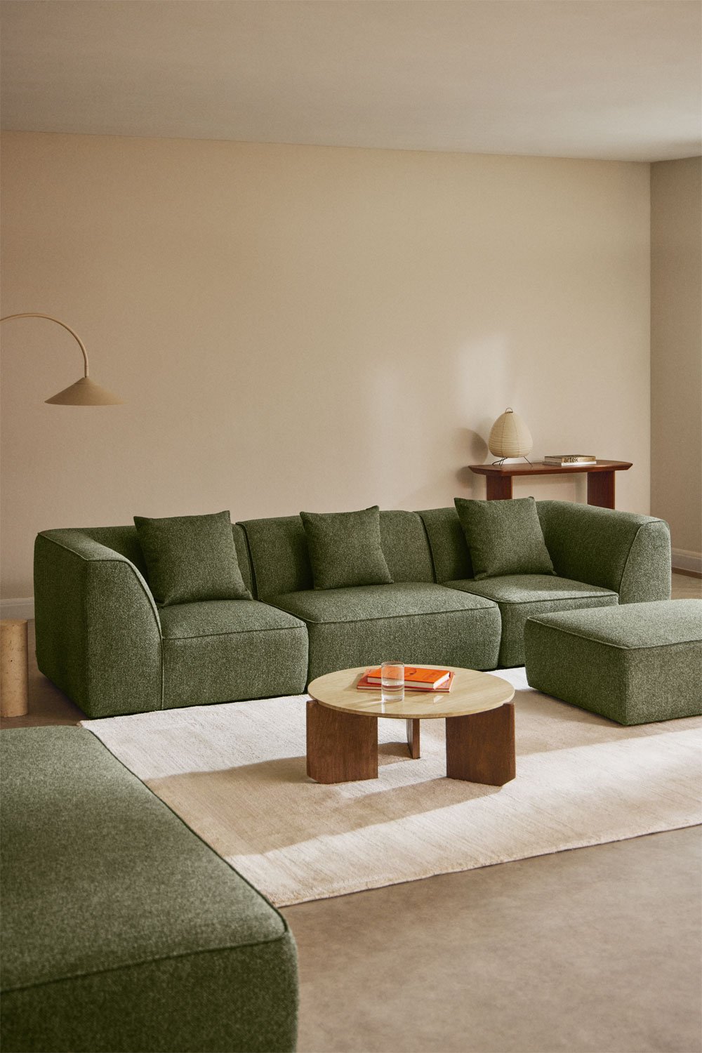 Sofá modular Cardea de 3 peças com pufe estofado, imagem de galeria 1