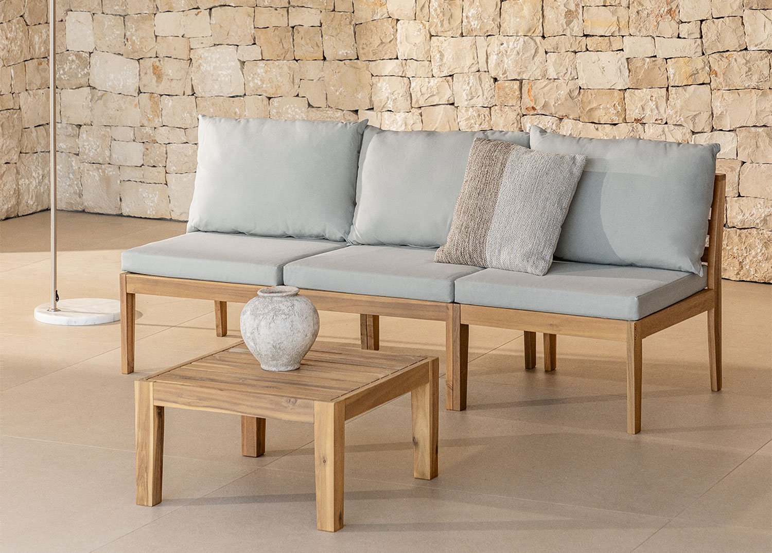 Conjunto de jardim Filips com sofá modular de 3 peças e mesa de centro              , imagem de galeria 1