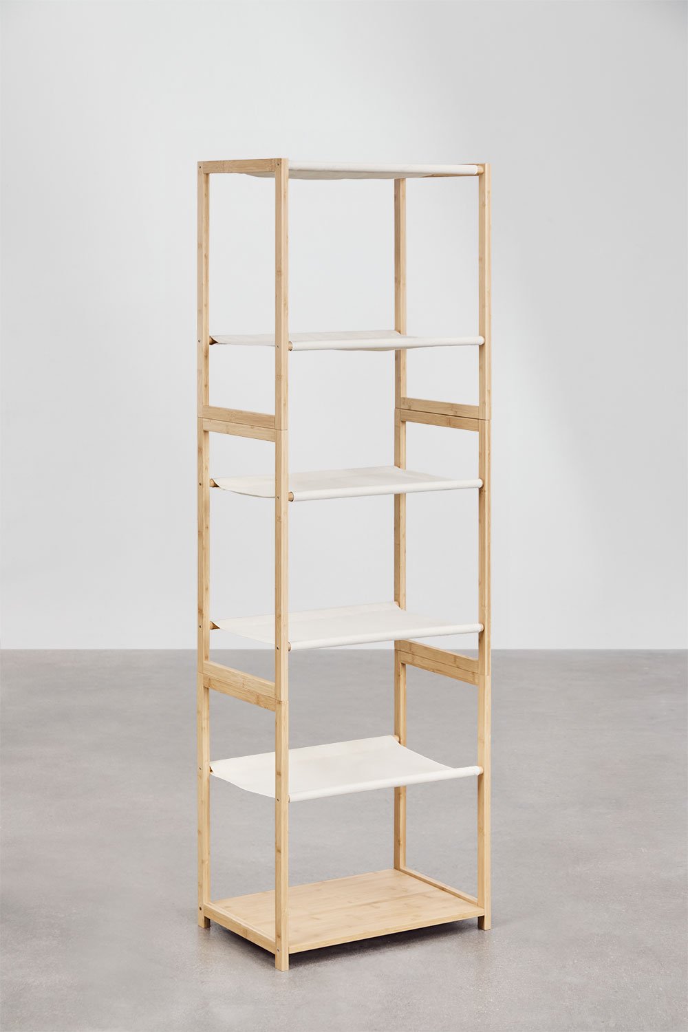 Guarda-roupa modular aberto Deneb Bamboo de 4 peças com prateleiras e cabideiro, imagem de galeria 11