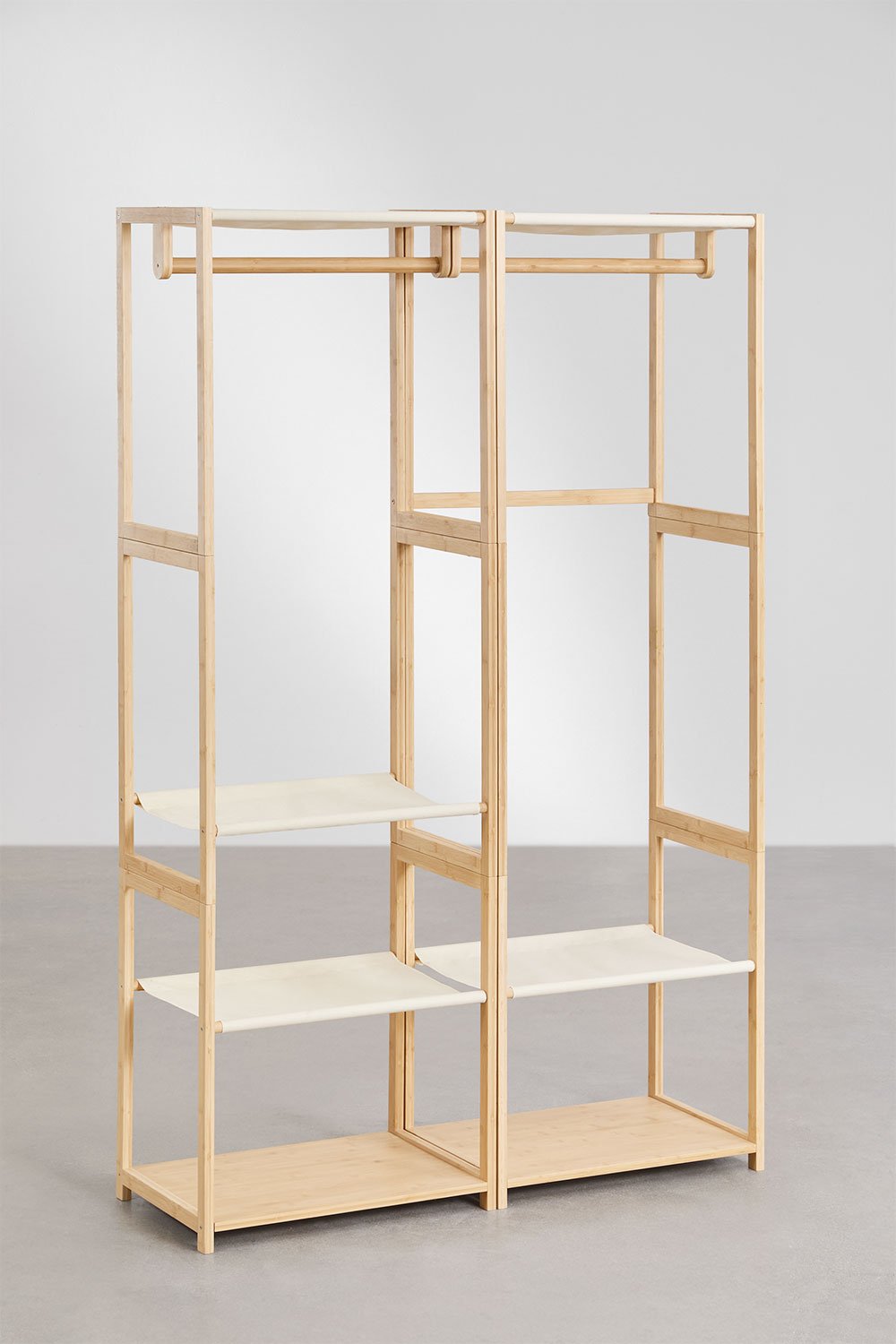 Guarda-roupa modular aberto de bambu de 2 peças Deneb, imagem de galeria 4