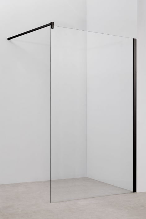 Divisória de duche fixa 120x195 cm, vidro temperado transparente de 8 mm e alumínio preto mate Bristol