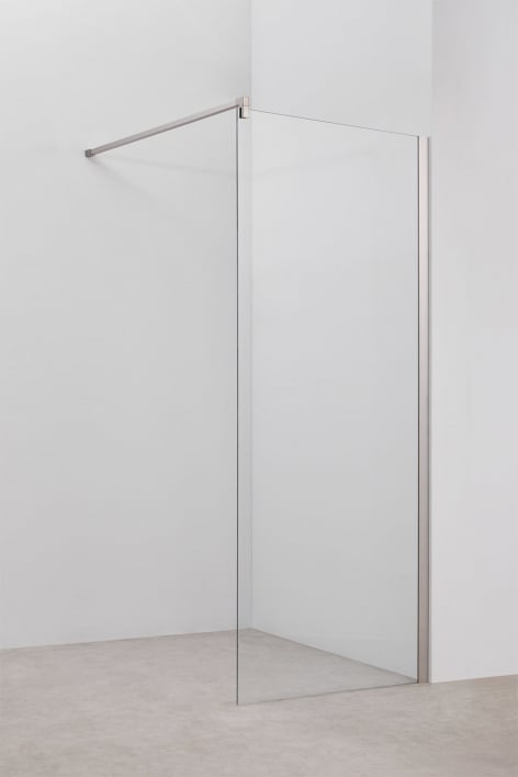 Divisória de duche fixa 80x195 cm, vidro temperado transparente de 8 mm e alumínio cinza cromado Bristol