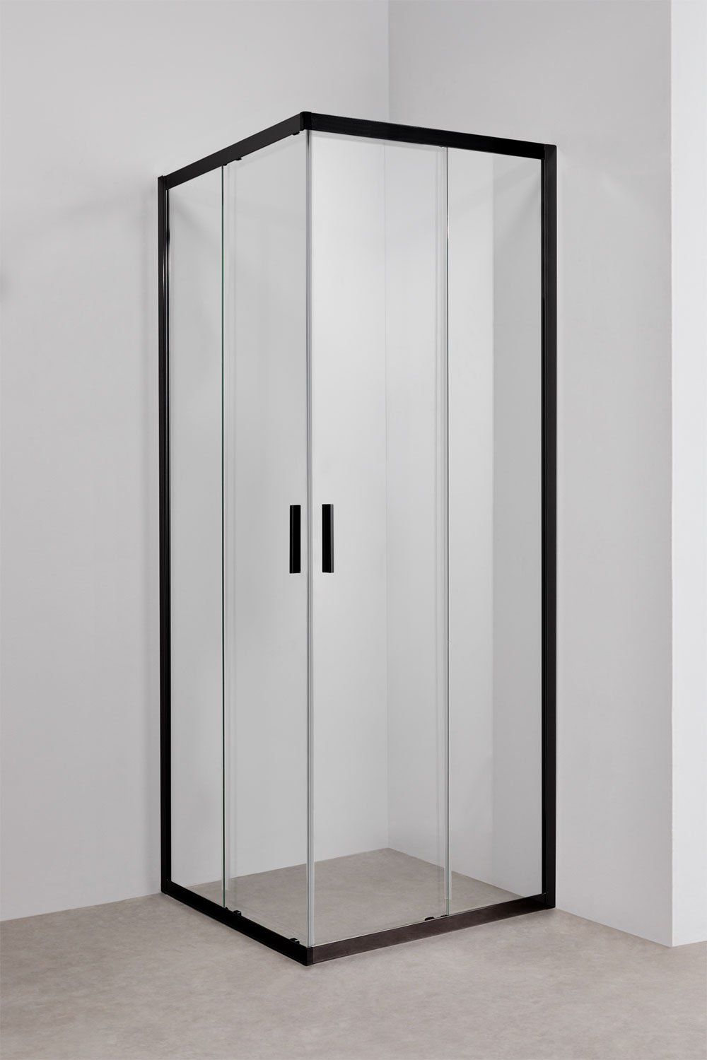Divisória de duche quadrada com portas de correr, vidro temperado de 6 mm e alumínio Brent, imagem de galeria 1