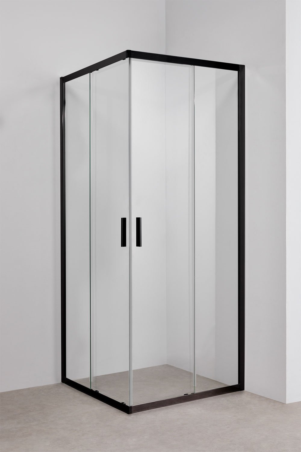 Divisória de duche quadrada com portas de correr, vidro temperado de 6 mm e alumínio Brent, imagem de galeria 1