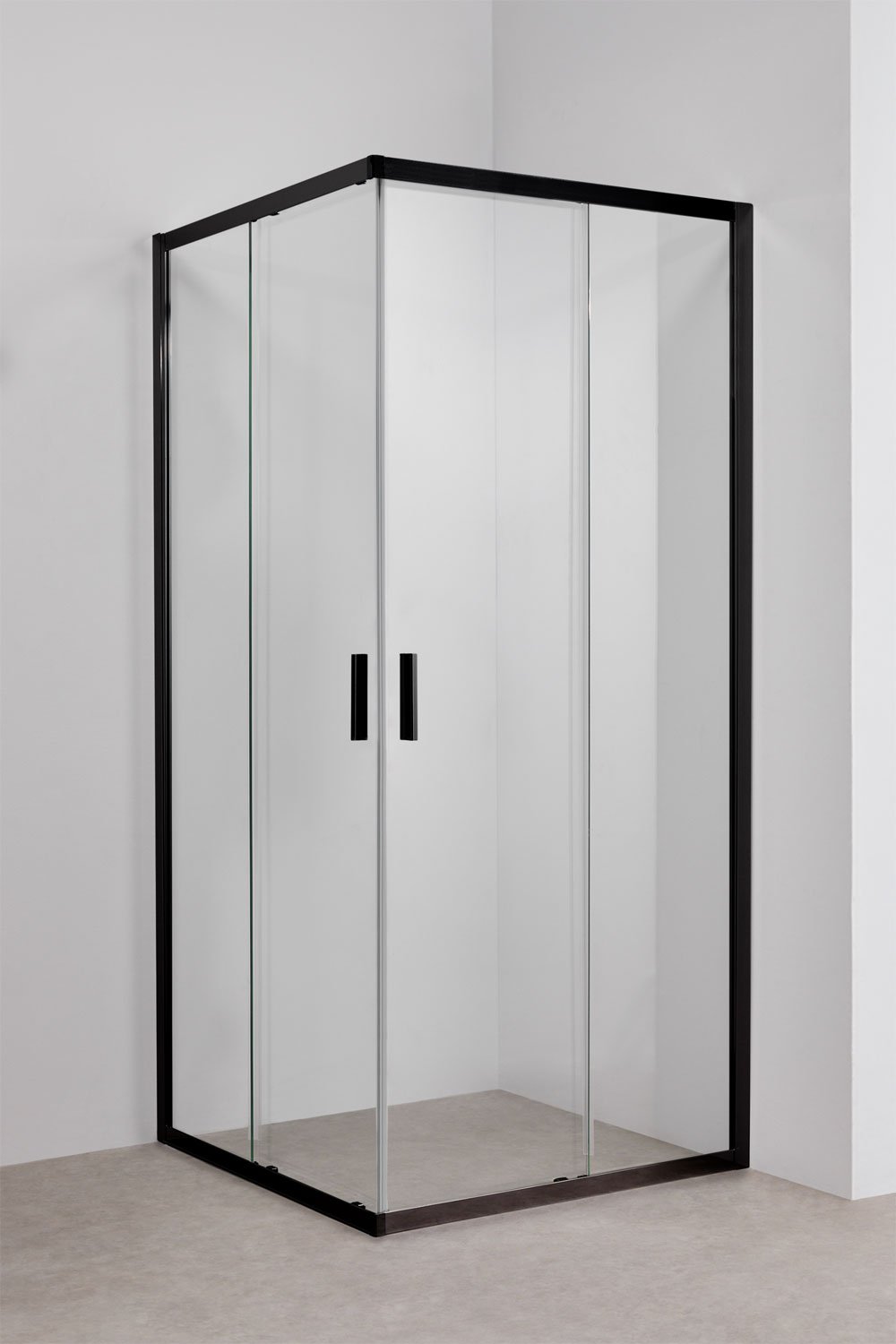 Divisória de duche quadrada com portas de correr, vidro temperado de 6 mm e alumínio Brent, imagem de galeria 1