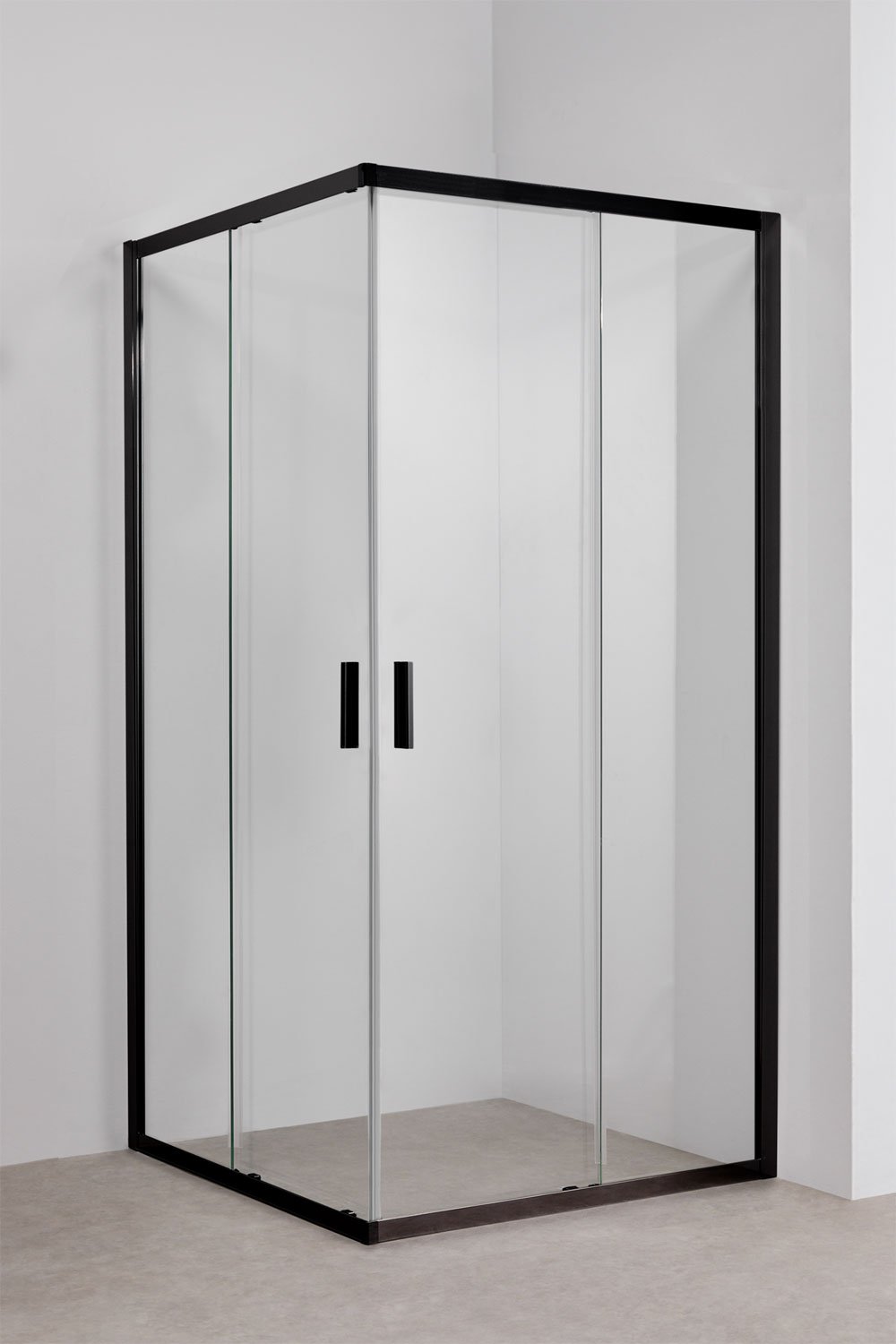 Divisória de duche quadrada com portas de correr, vidro temperado de 6 mm e alumínio Brent, imagem de galeria 1