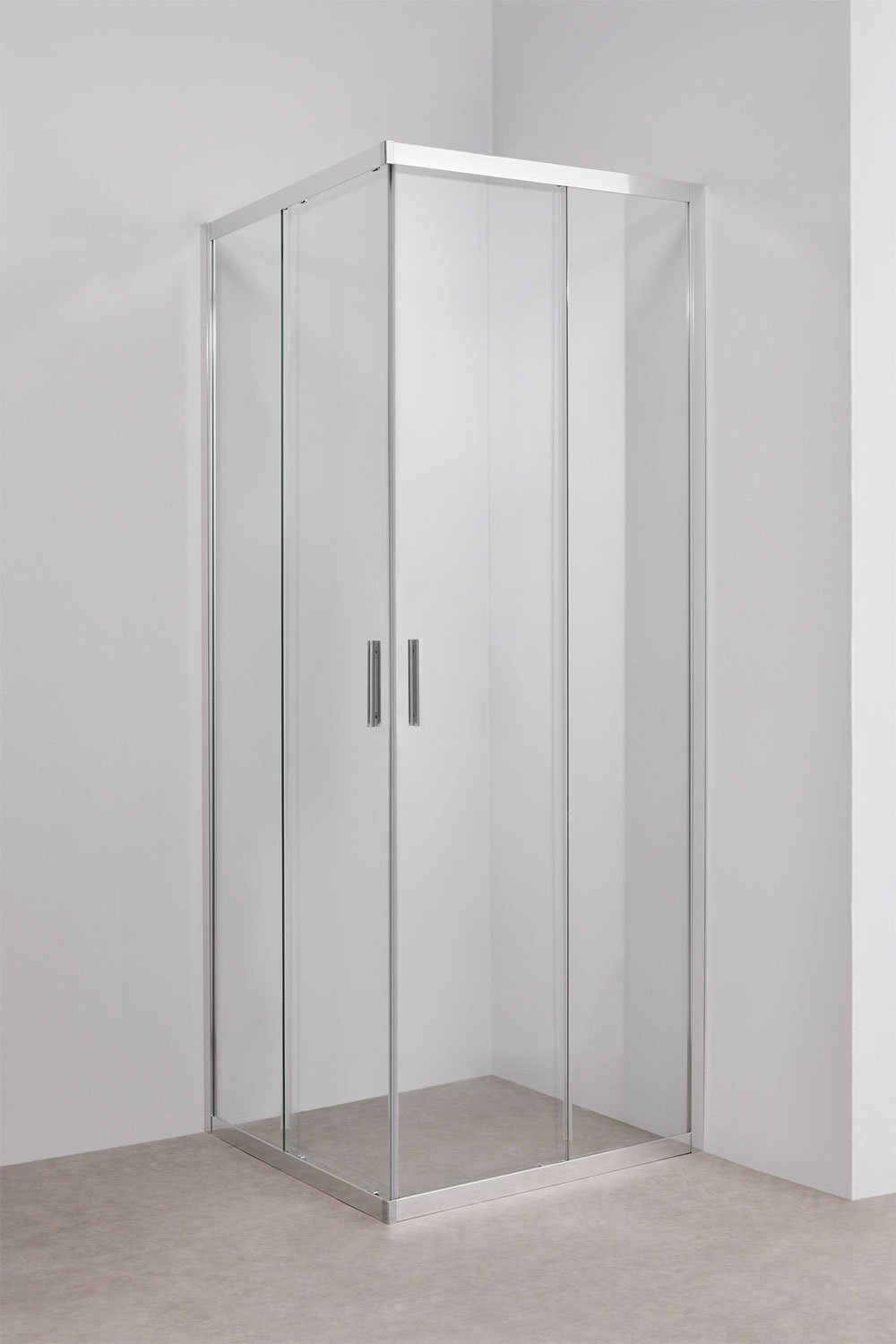 Divisória de duche quadrada com portas de correr, vidro temperado de 6 mm e alumínio Brent, imagem de galeria 1