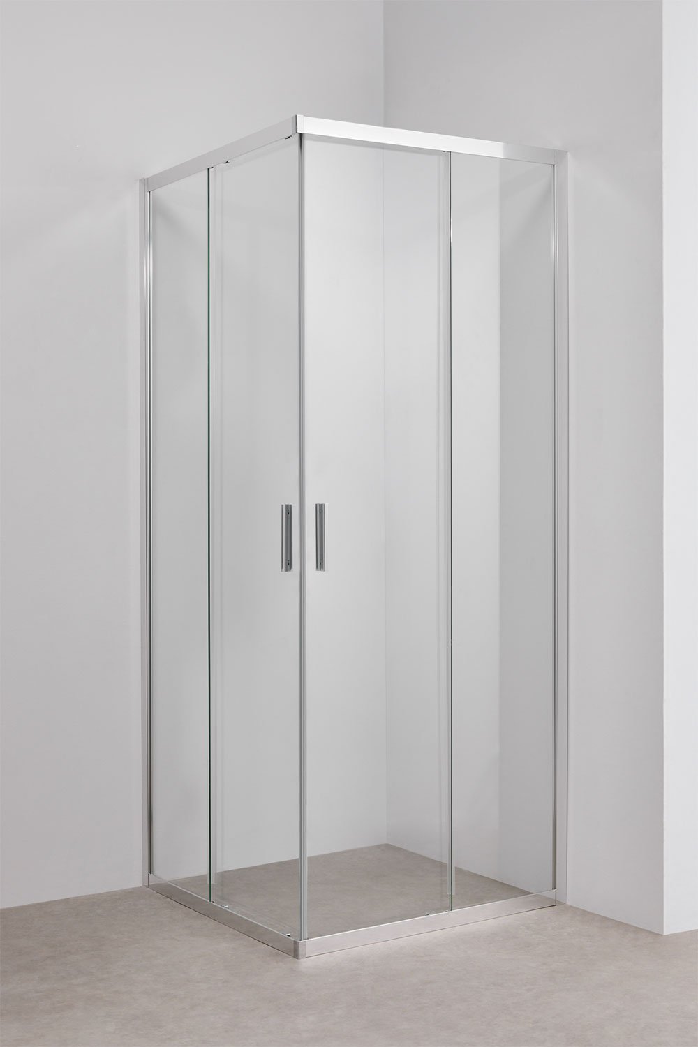 Divisória de duche quadrada com portas de correr, vidro temperado de 6 mm e alumínio Brent, imagem de galeria 1