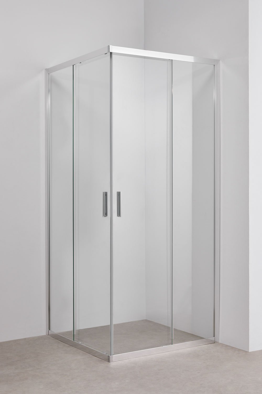 Divisória de duche quadrada com portas de correr, vidro temperado de 6 mm e alumínio Brent, imagem de galeria 1