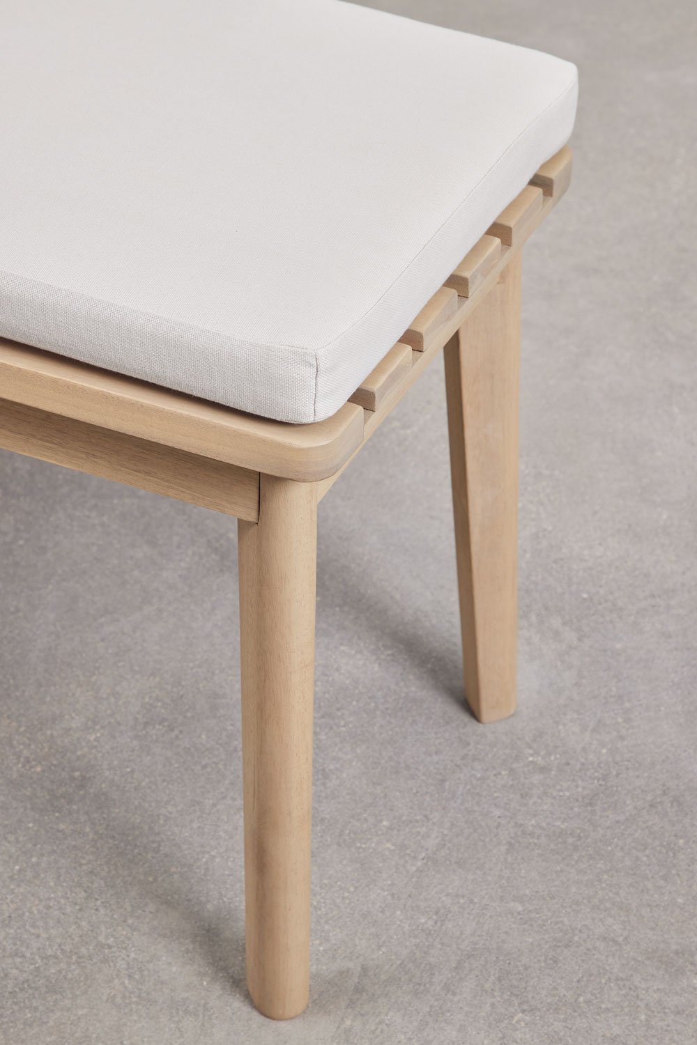 Conjunto de mesa retangular Kaela, 180x90 cm, e 2 bancos de jardim feitos de madeira de acácia., imagem de galeria 9