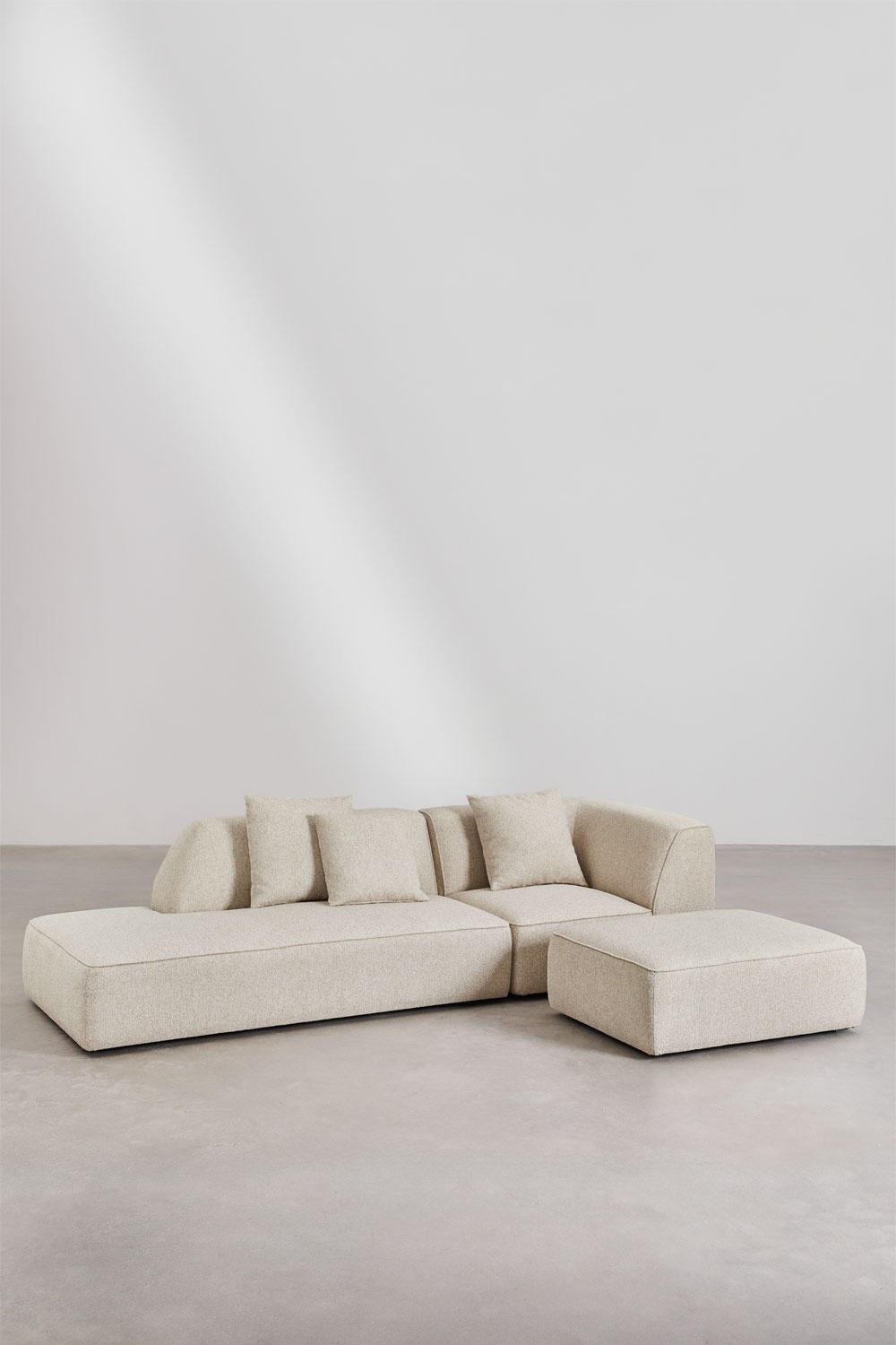 Sofá modular de canto em 2 peças com chaise longue à esquerda e puff ...