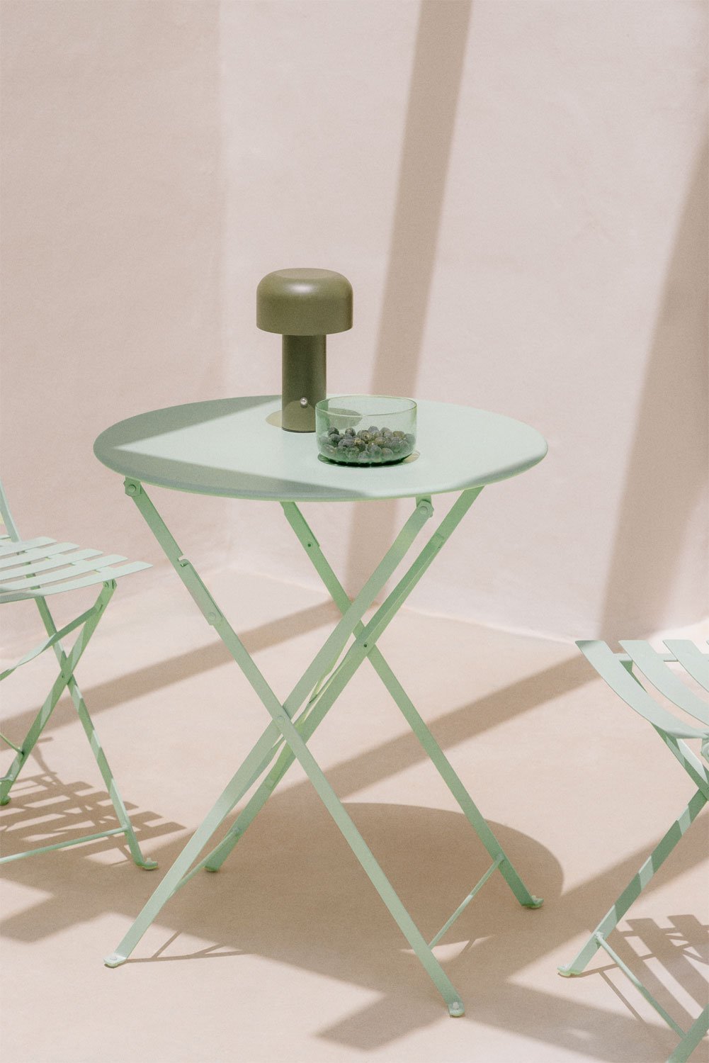 Mesa de jardim redonda Ø60 cm dobrável em aço Sergey, imagem de galeria 1