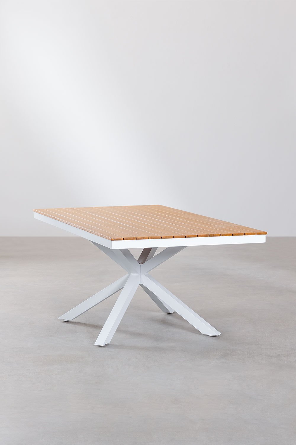 Mesa de jardim retangular 180x100 cm em alumínio e madeira Archer, imagem de galeria 3