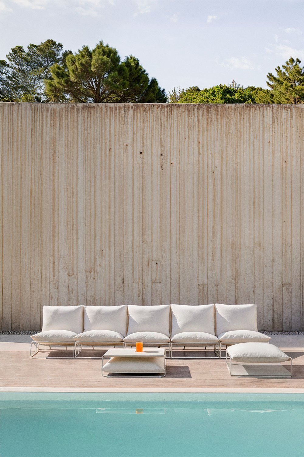 Conjunto de jardim com sofá modular de 5 peças, mesa auxiliar e puff convertíveis Amaro, imagem de galeria 1