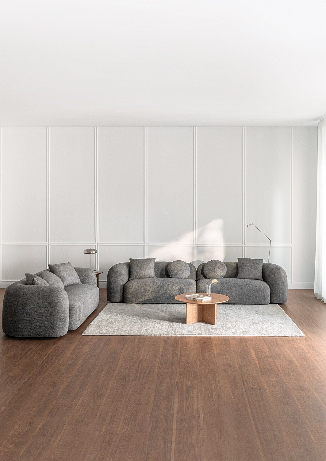 Conjunto de sala de estar com sofá modular de 2 peças e sofá de 3 lugares em chenille Coco, imagem de galeria 1