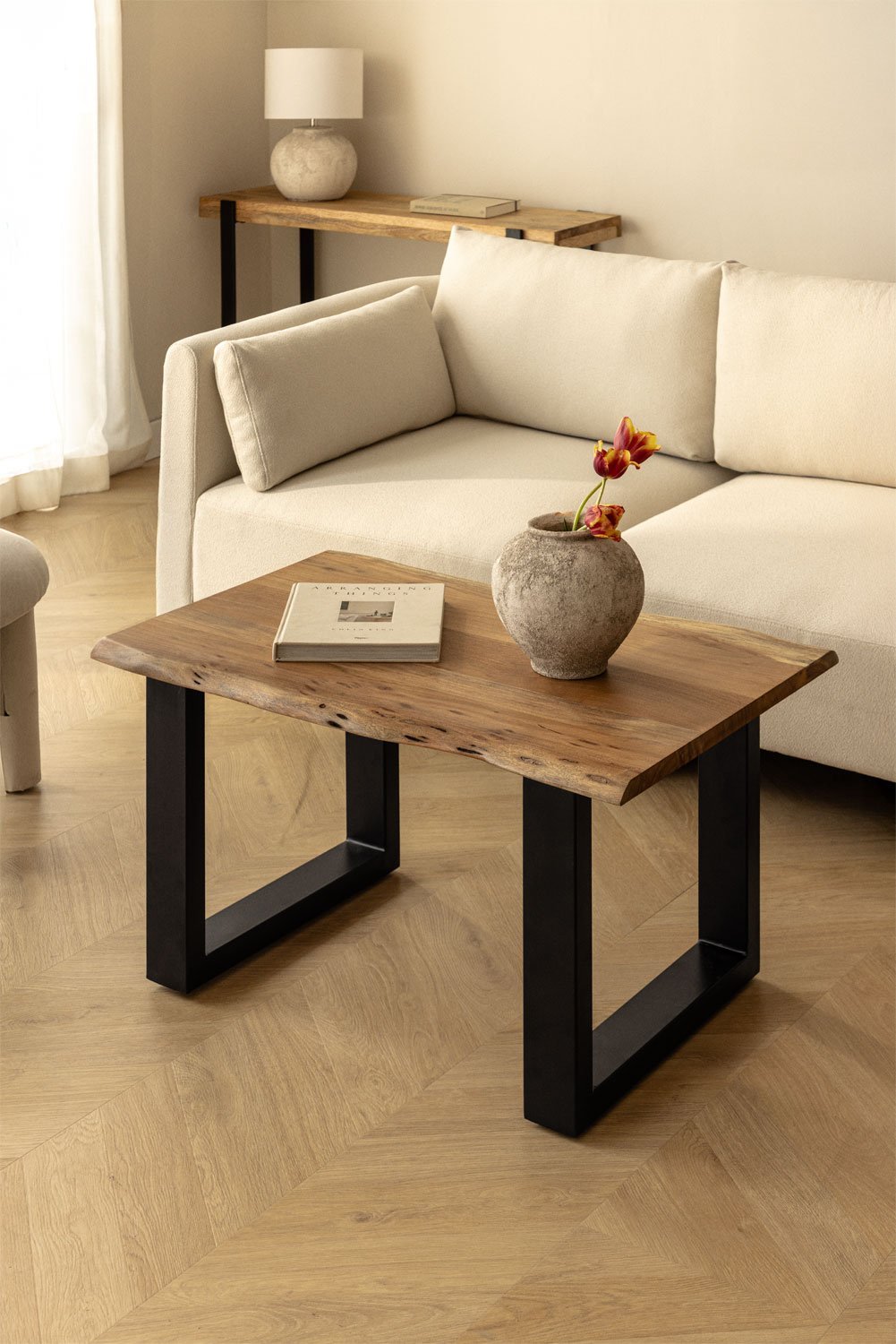  Mesa de centro retangular em madeira de acácia (90x60 cm) Sami  , imagem de galeria 1